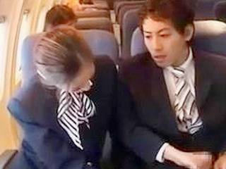 Asian Flight Attendant Gets 'Tekoki' Treat in Mid-Air for Some 'XXX' fun with Passengers!